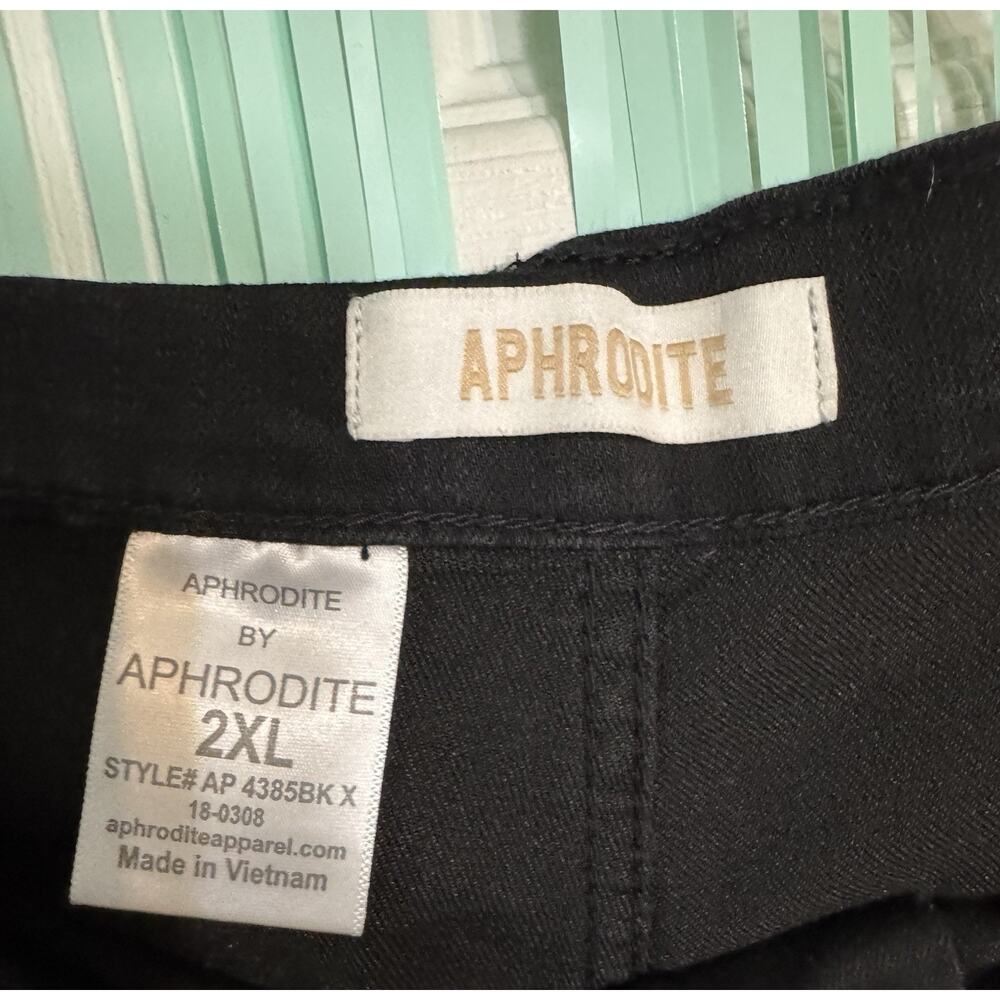 Aphrodite Black Bermuda Shorts, Elastic Fishnet Sides, Straps, Cut Off, 2XL - Picture 5 of 7